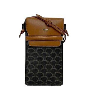 Celine Shoulder Bag Fon Shoulder Black Brown Triomphe